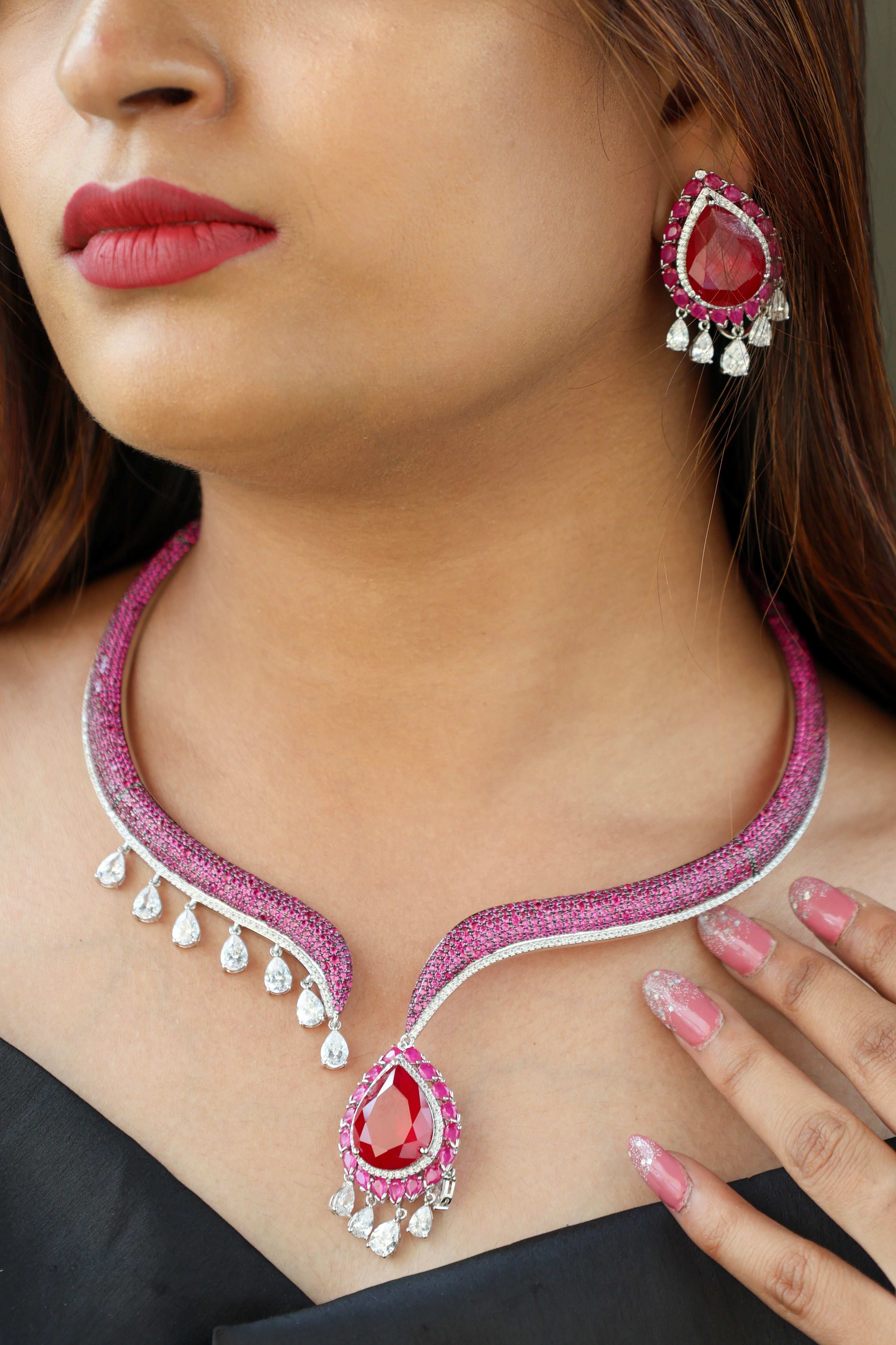 Azure Designer Drop Hasli Lux Cocktail Necklace