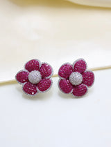 Ruby Flower Earrings Invisible Settings