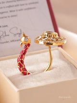 Alankara Peacock Polki Ring