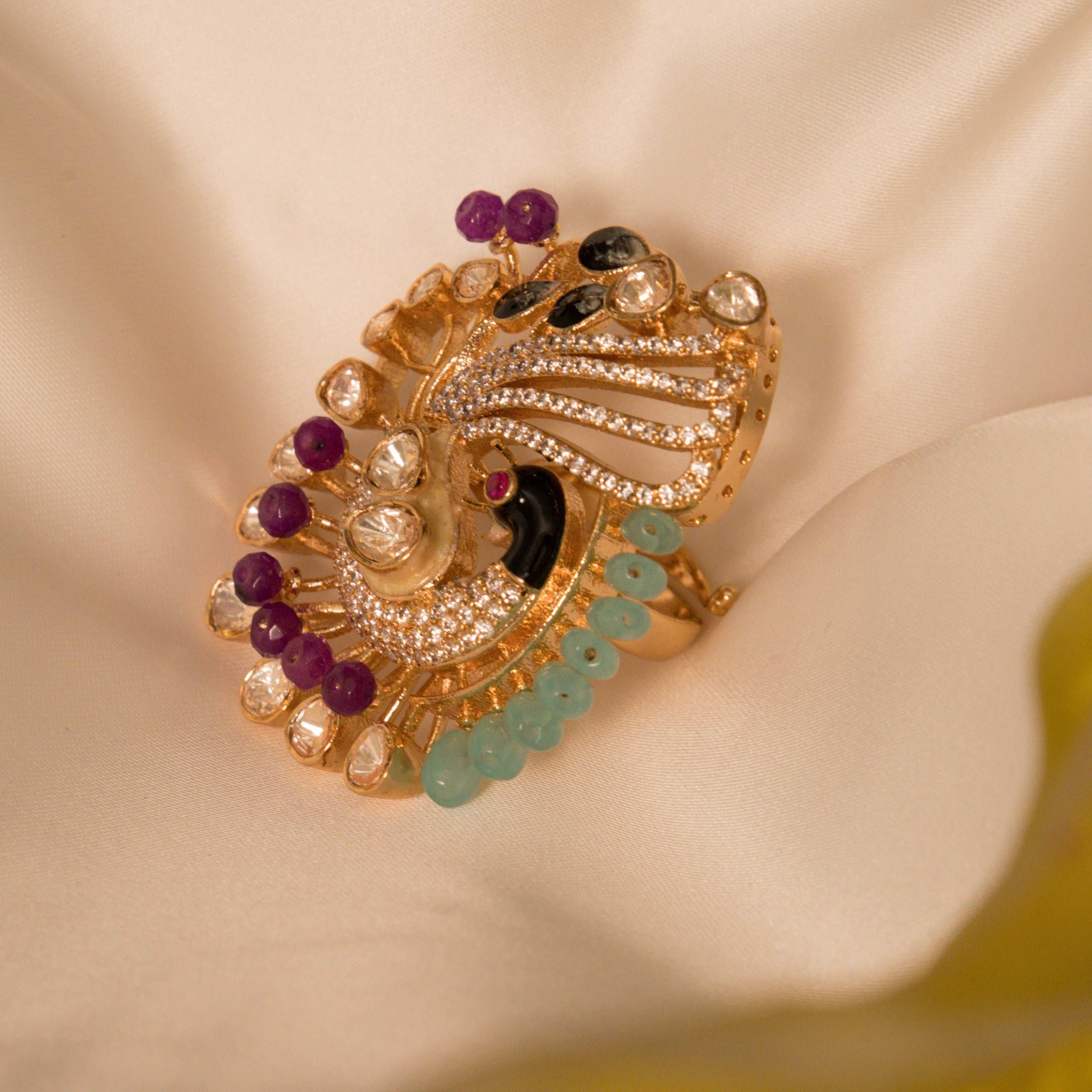 Mystic Feather Adjustable Cocktail Ring