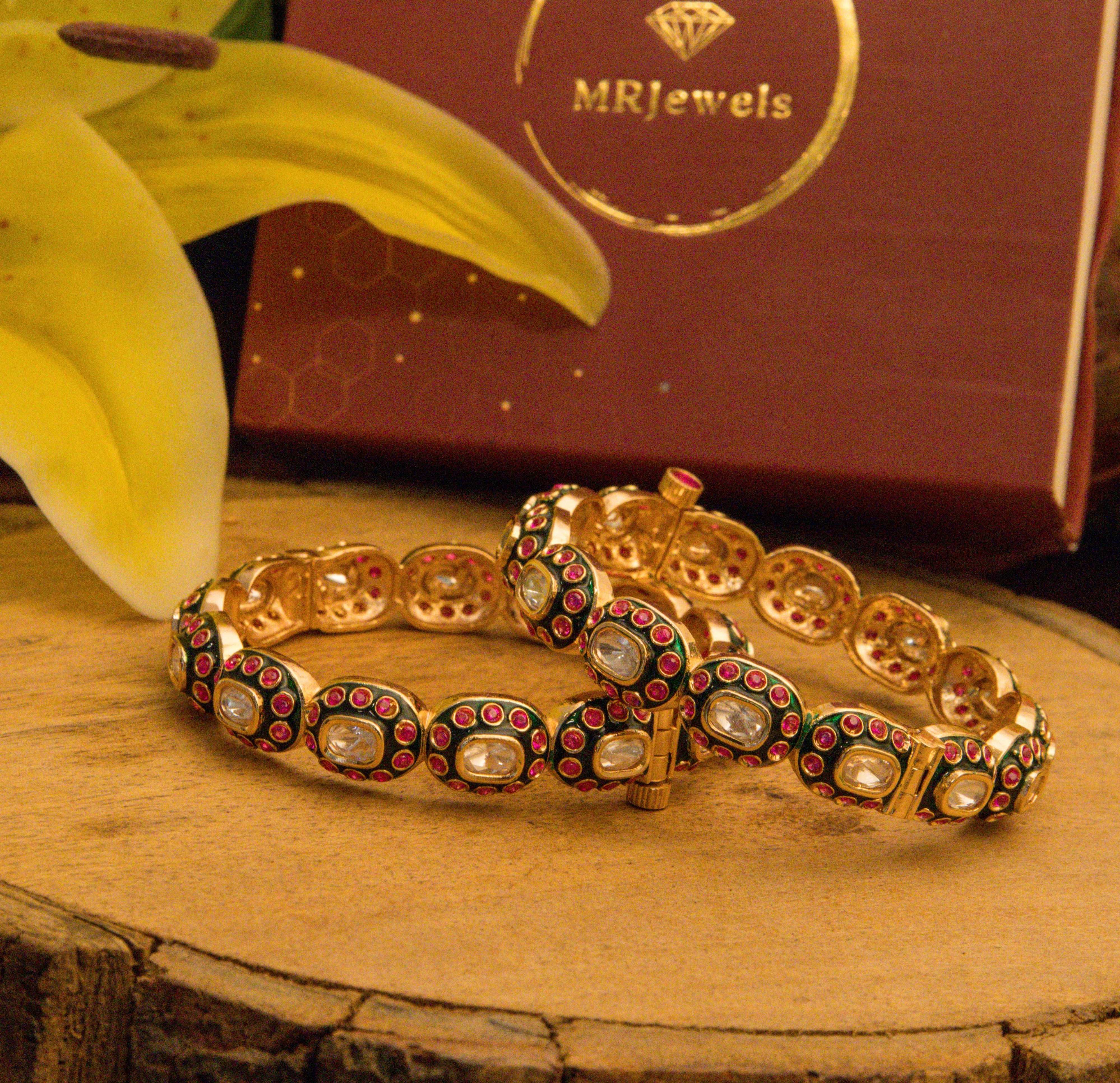 Meher Saanvi – Antique Inspired Gold-Plated Bangles Openable