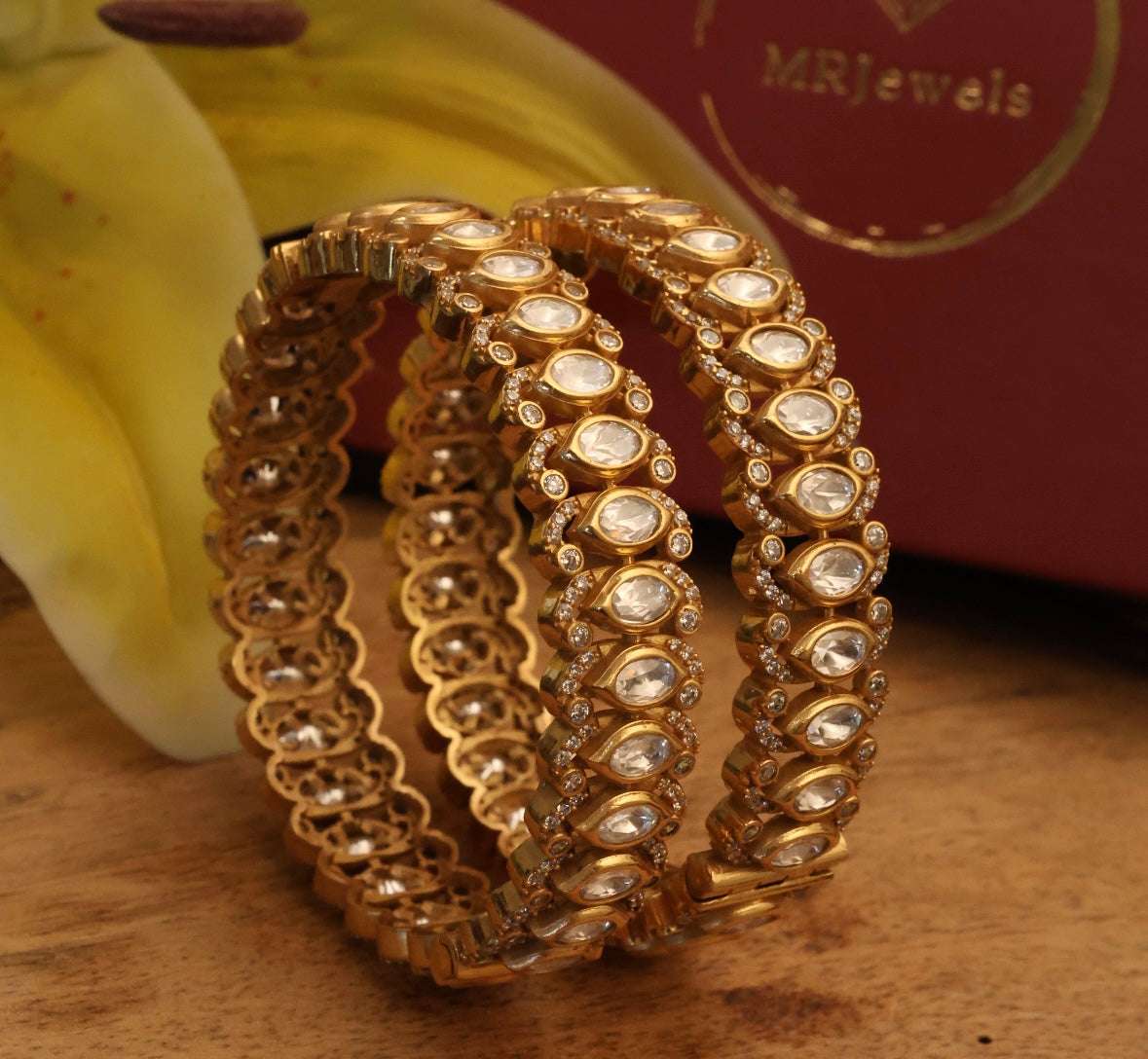 Anvi Shringar – Radiant Kundan Gold-Plated Bangle /Kada Openable