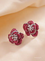 Floral Ruby American Diamond Earrings