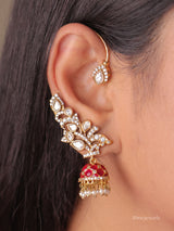 Polki Pearl Drop Ear Cuff