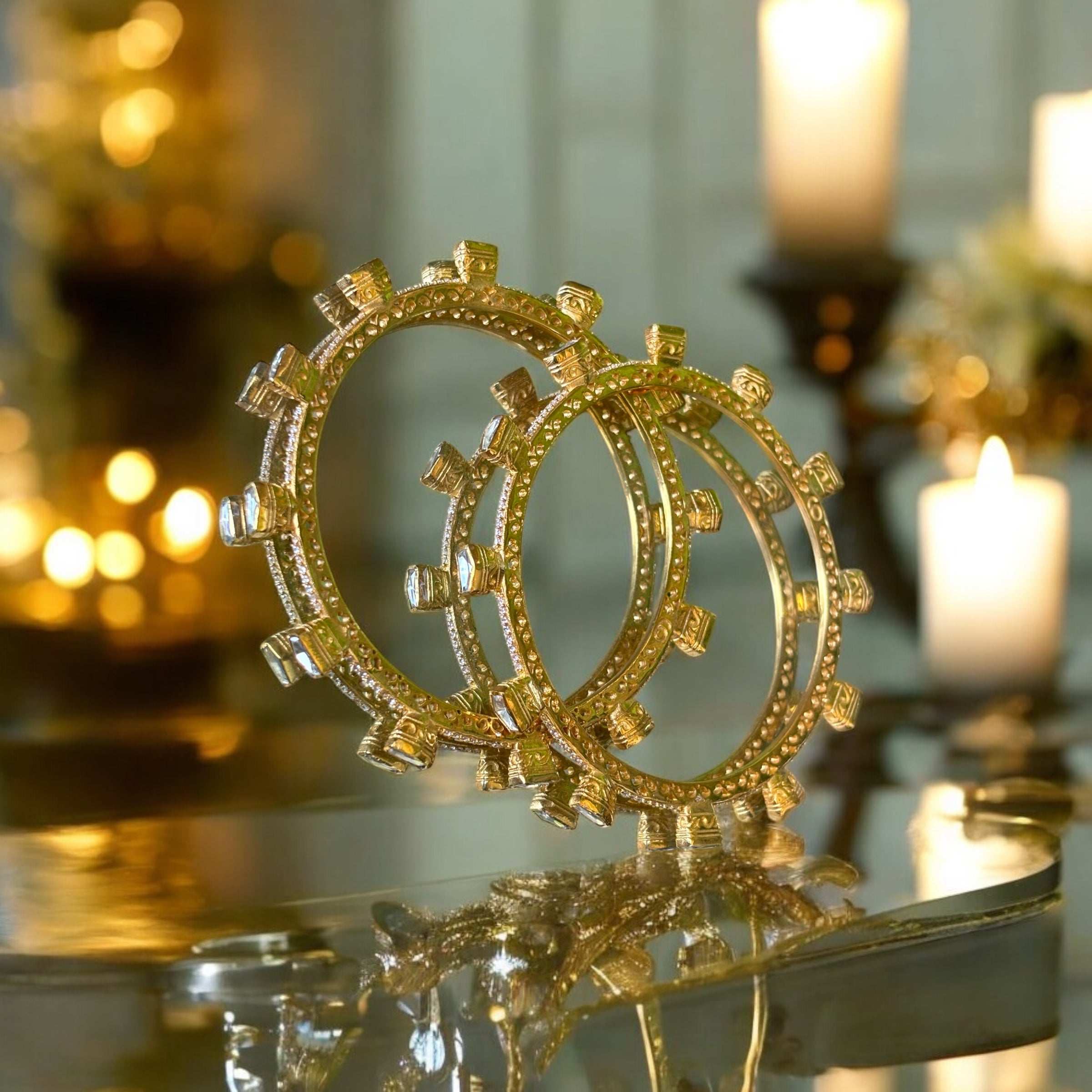 Next to real Gold Uncut Moissanite Bangles