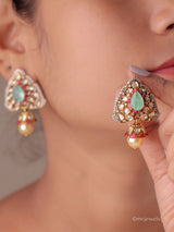 Statement Polki Dangle Pearl Drop Earrings