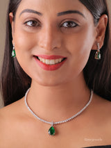 American Diamond Necklace Set with Drop Earrings