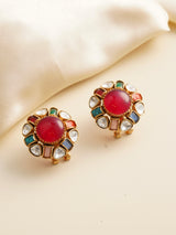 Multicolor Blossom Kundan Earring studs