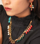 Aarvika Royale jewellery set with bold matte beads and golden links in luxe style