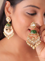 Polki Pearl Statement Chandbali Earrings