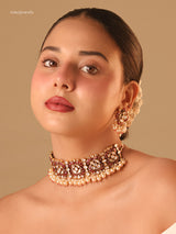 Ruby Emerald Kundan Pearl Choker Set