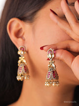 Eshana Long Pearl Drop Jhumka Earrings