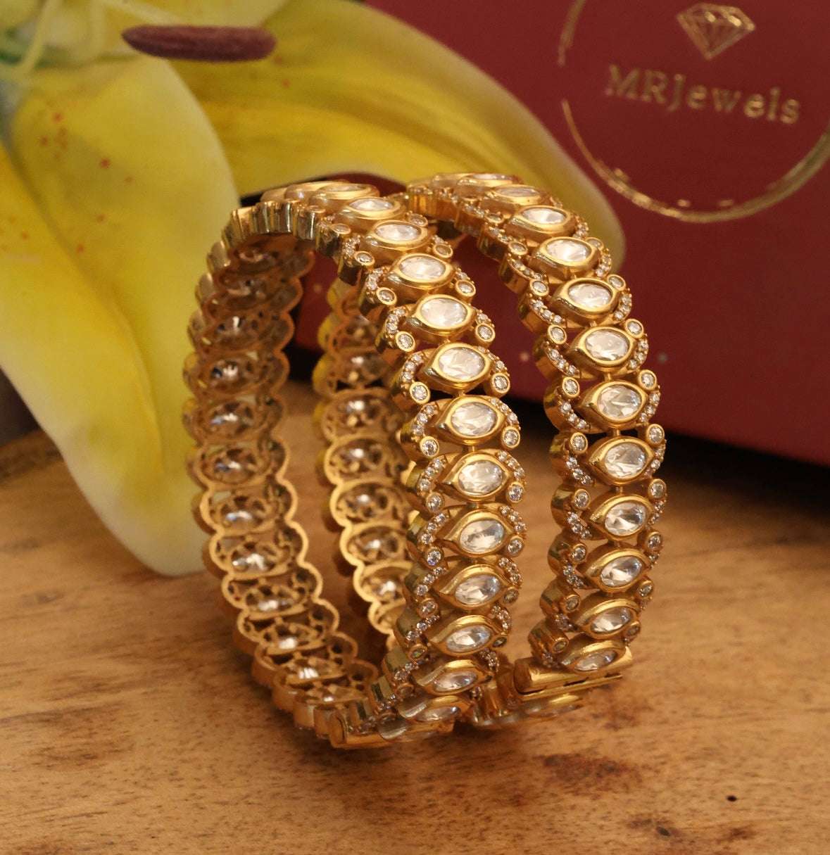 Anvi Shringar – Radiant Kundan Gold-Plated Bangle /Kada Openable