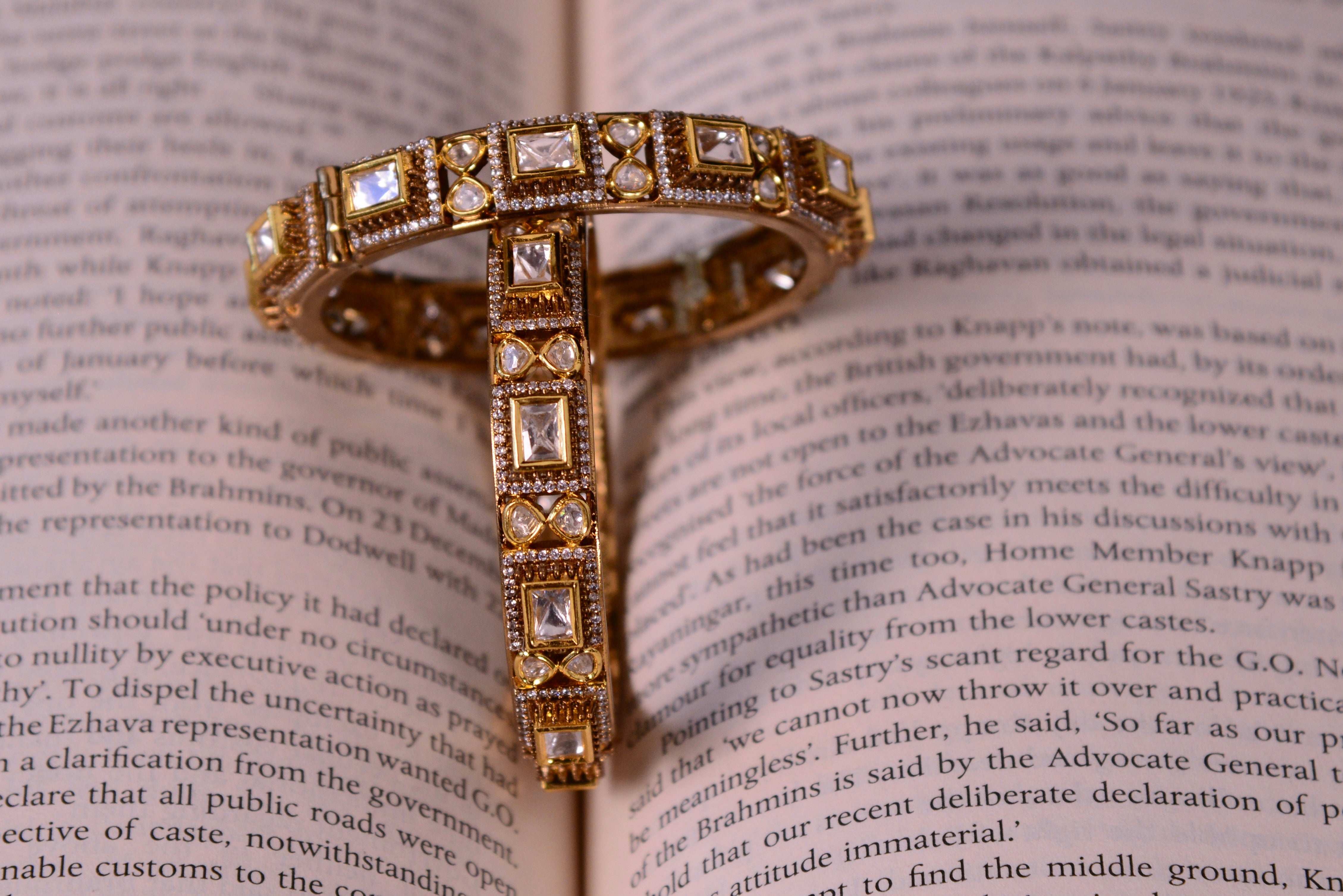 Openable Kundan Bangle- Pair of 2