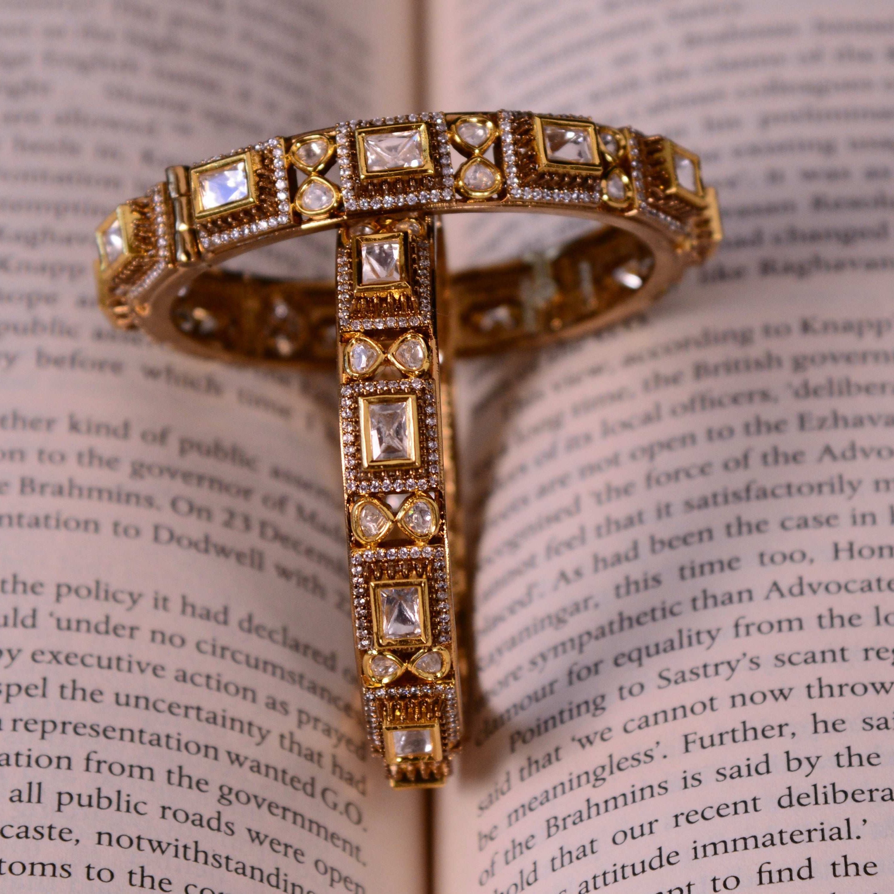 Openable Kundan Bangle- Pair of 2