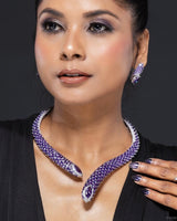 Designer hasli necklace with real ruby and zircon stones in curved setting