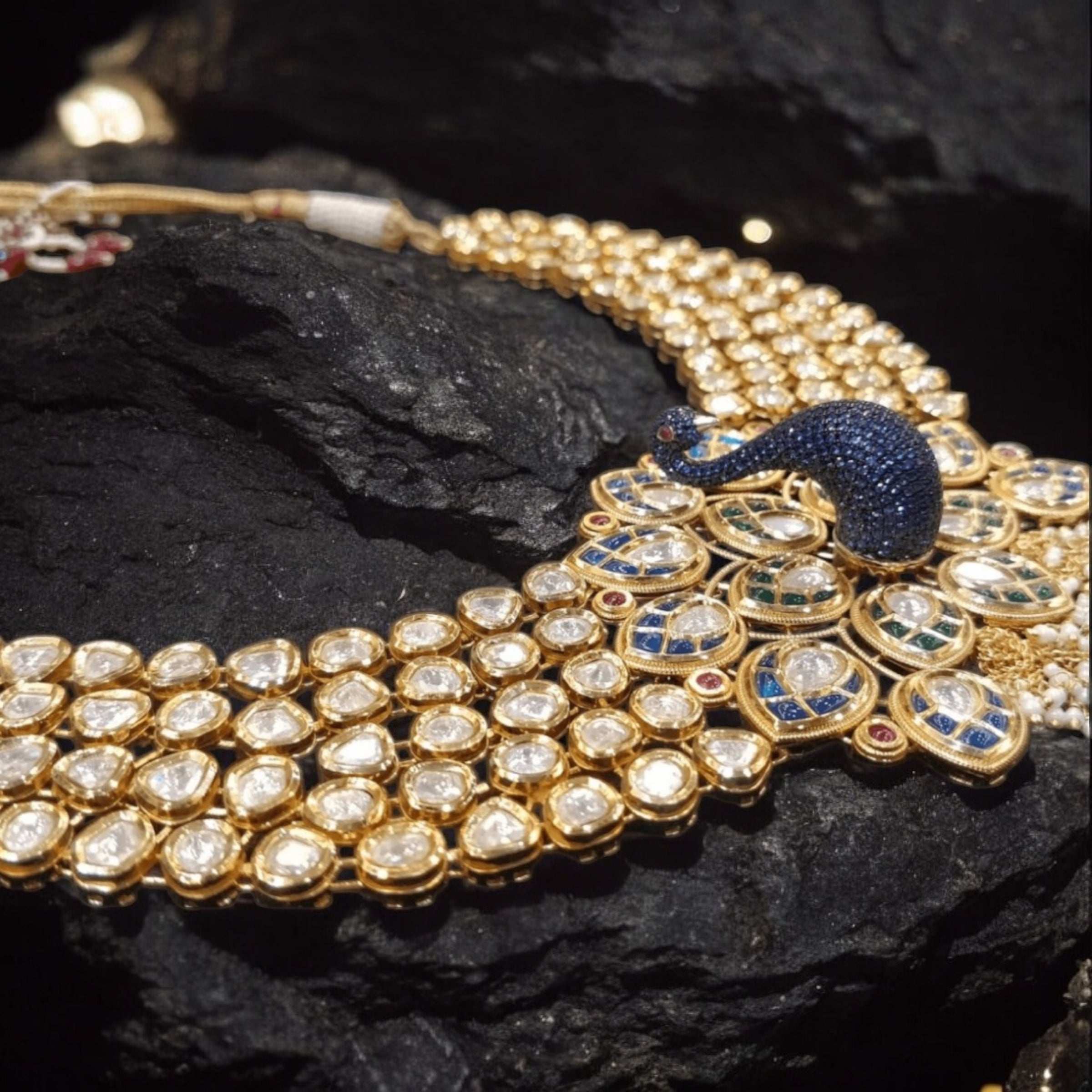 Designer Peacock Set -Premium Kundan Polki