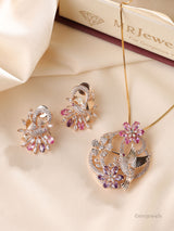 Floral Bird  Diamond Pendant Set