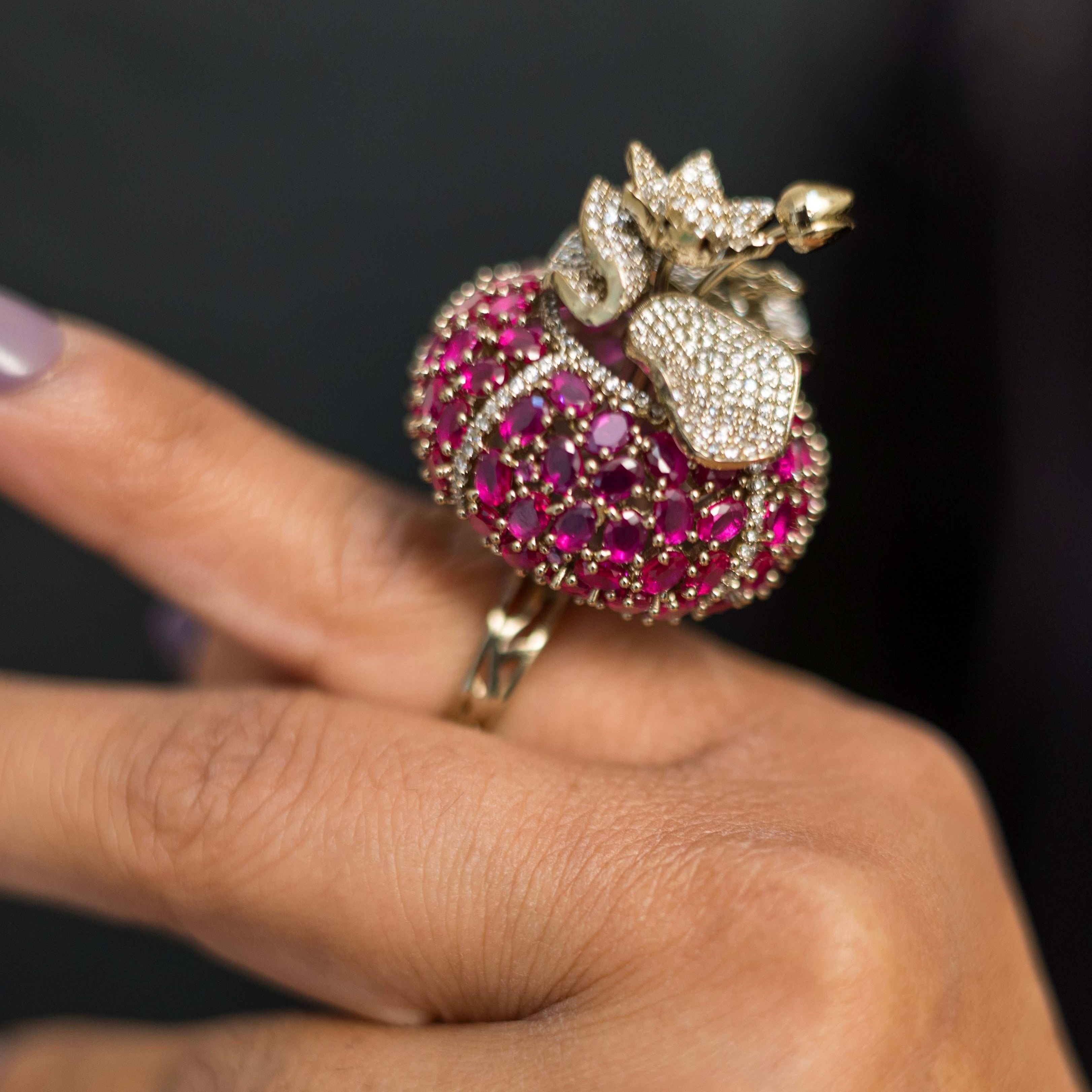 Stone cut Designer Cocktail Ring- Free Size Adjustable)