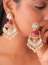 Polki Pearl Statement Chandbali Earrings