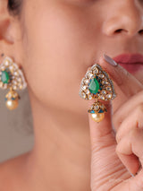 Statement Polki Dangle Pearl Drop Earrings