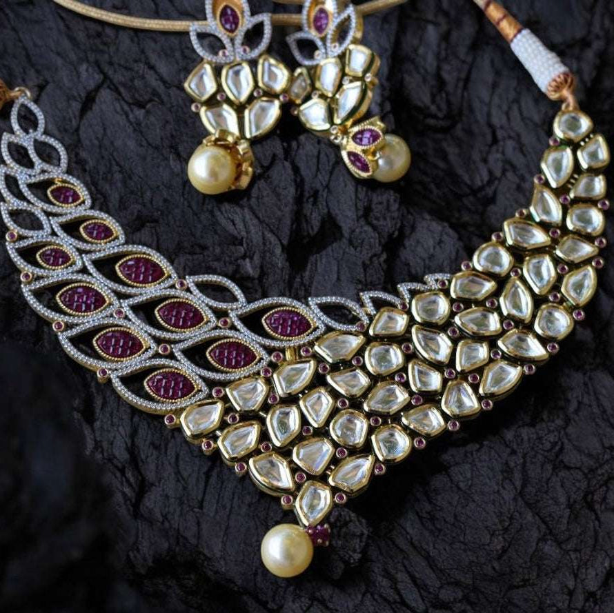 Blossoming Kundan Ruby Designer  Necklace