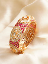 Zoya Gold-Plated Kundan and Enamel Kada Bangle