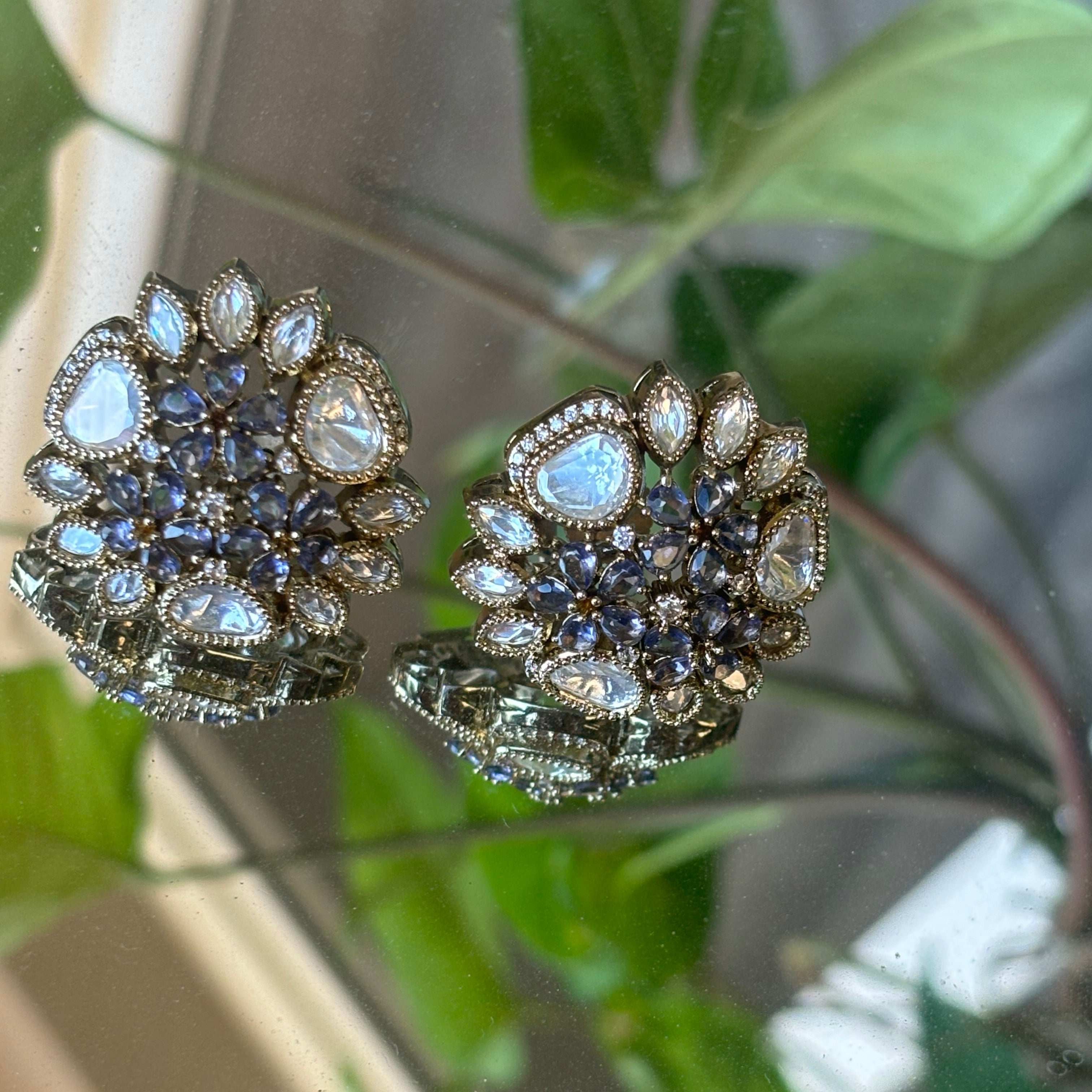 Victorian Bloom Stud Earrings( With back clip)