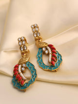 Peacock Elegance Enamel Earrings