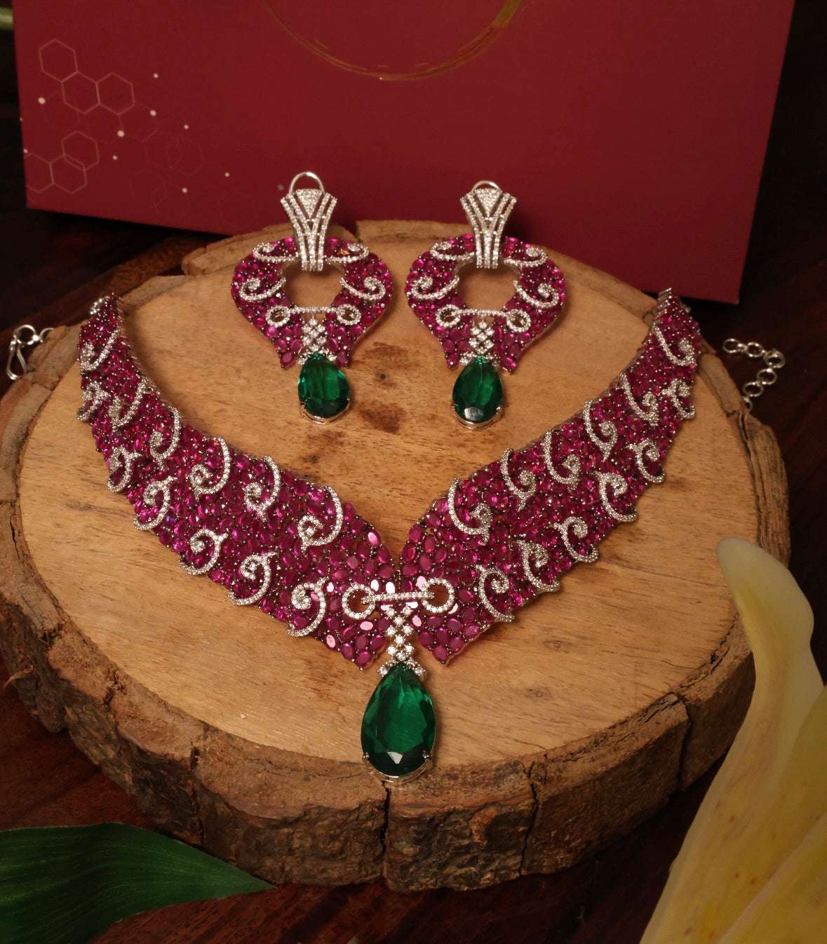 Rose-berry Cut Designer Diamond Set With earrings