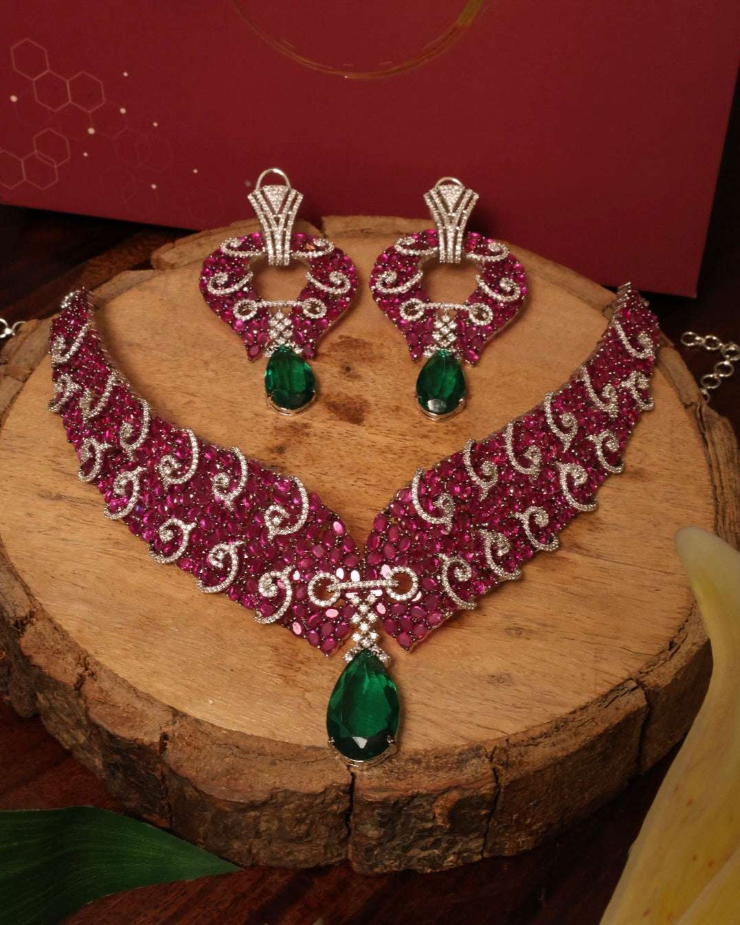 Rose-berry Cut Designer Diamond Set With earrings