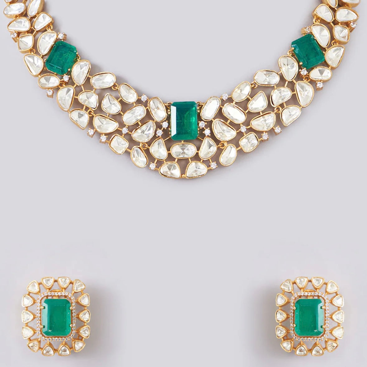Rear view of kundan pearl choker set with detailed back design and gold finish