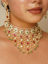 Shrishti Moissanite Fall Polki choker Set