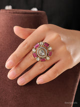 Statement Polki Ring- Adjustable Size