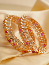 Angled close-up of uncut polki bangles featuring multi-stone textured design
