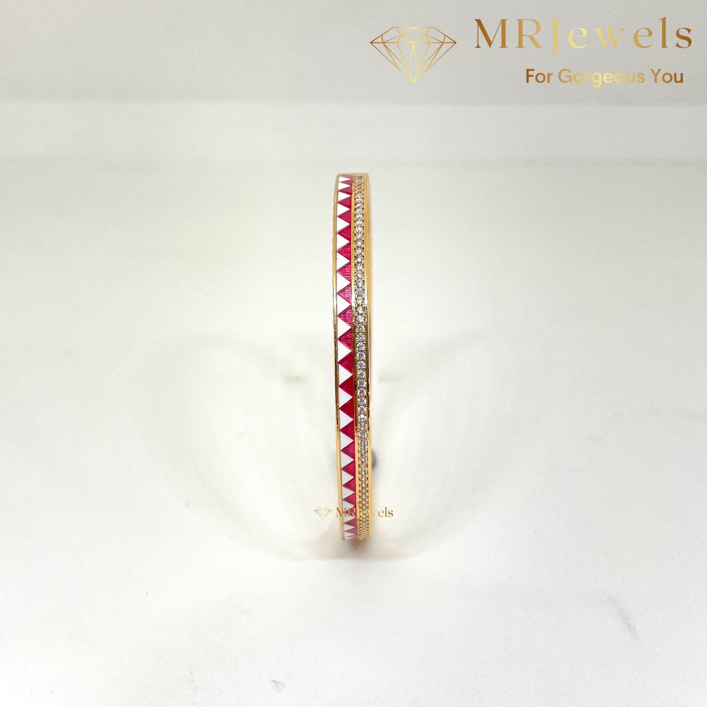 Diamond bracelet back view with secure clasp and glossy enamel finish