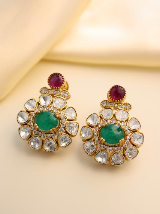 Emerald Enchantment Moissanite Stone Earrings  Studs