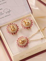 Ganesha Temple Pendant Set with Stud Earrings
