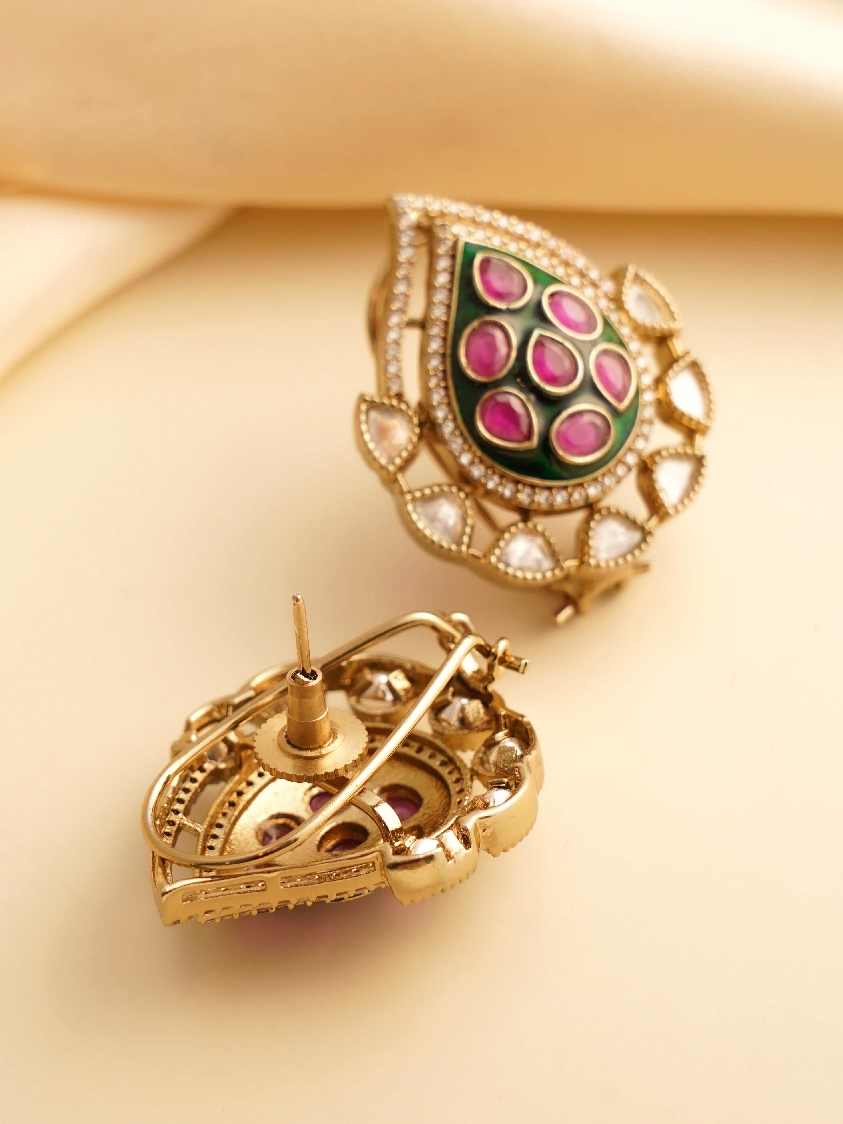 Ruby – Luxurious Ethnic Stud Earrings - Main Image