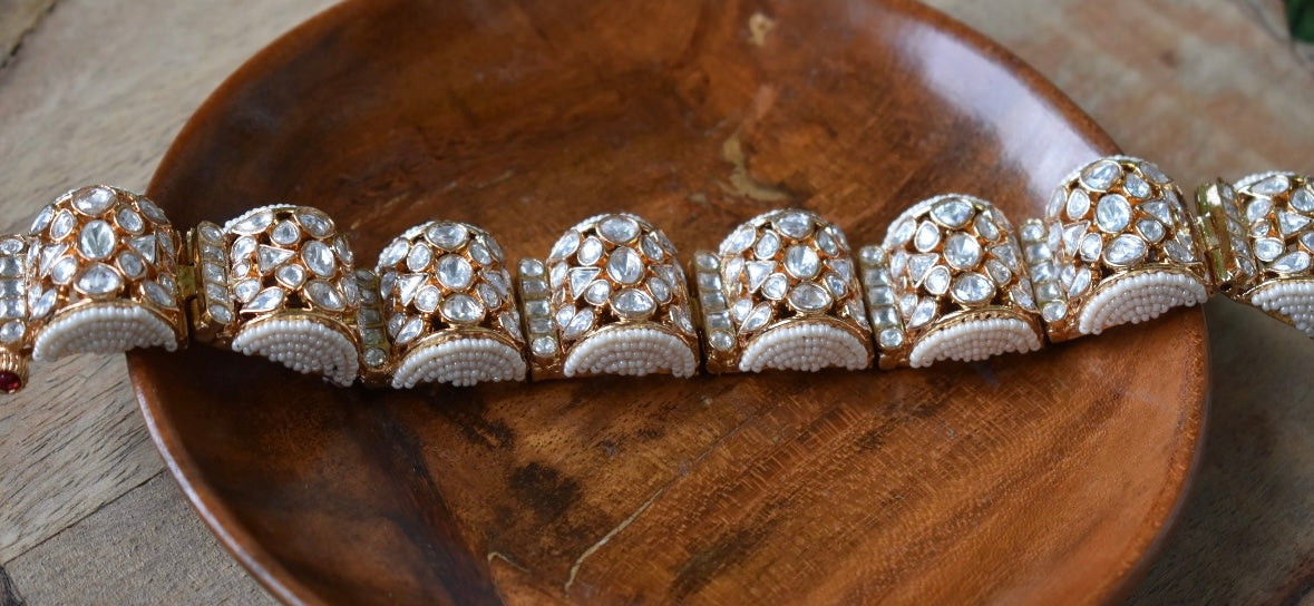 Rear view of moissanite gazra bracelet showcasing clasp and detailed back design