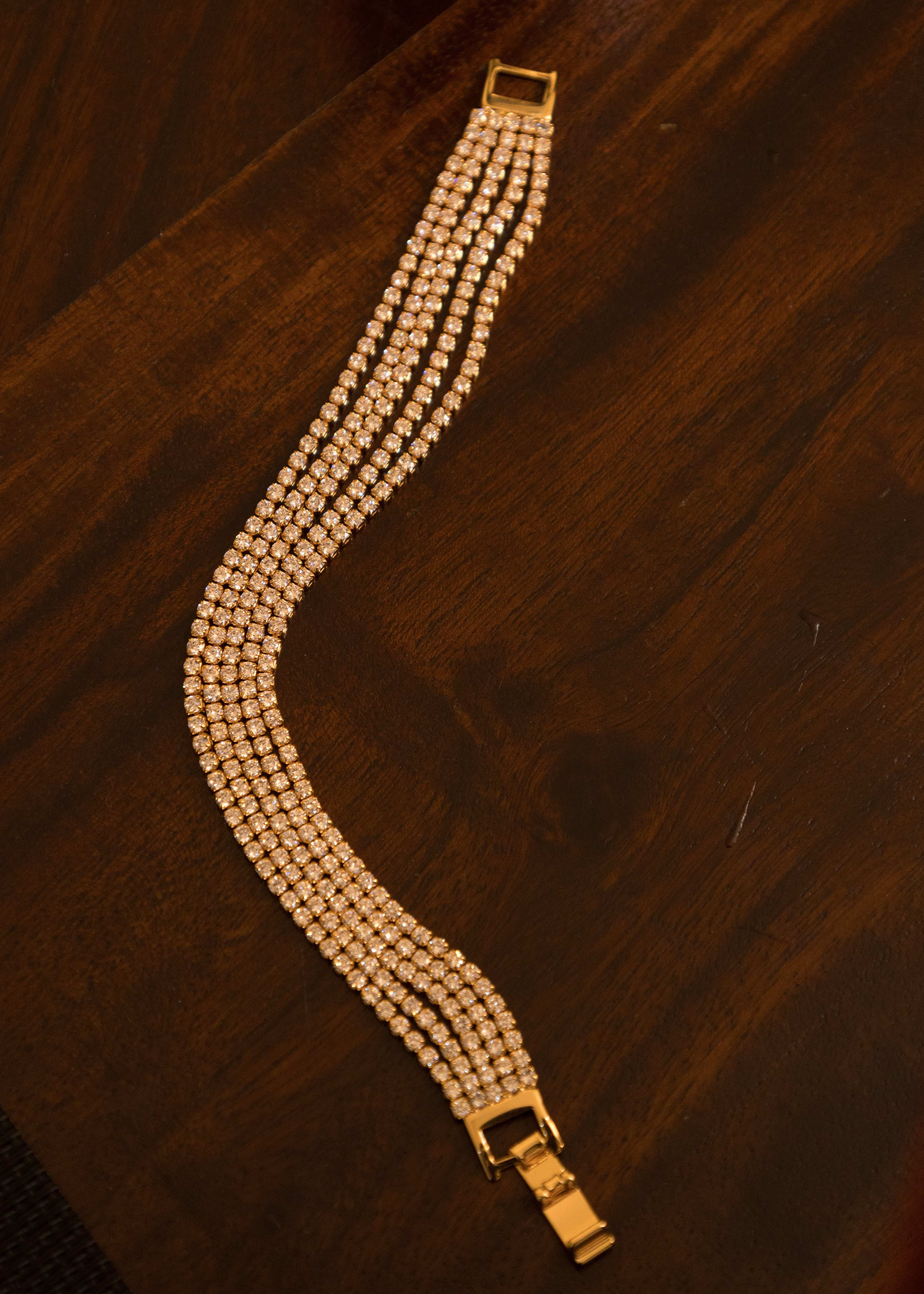 5 line Gold Polish Diamond Tennis Bracelet