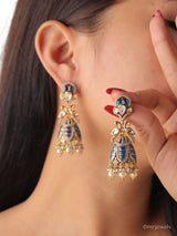 Eshana Long Pearl Drop Jhumka Earrings