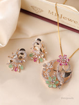 Floral Bird  Diamond Pendant Set