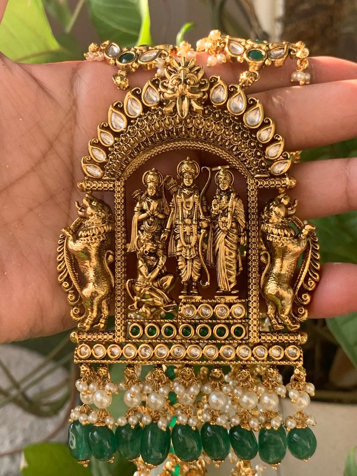 Ram Parivar Heritage Kundan Temple Jewellery Necklace Set