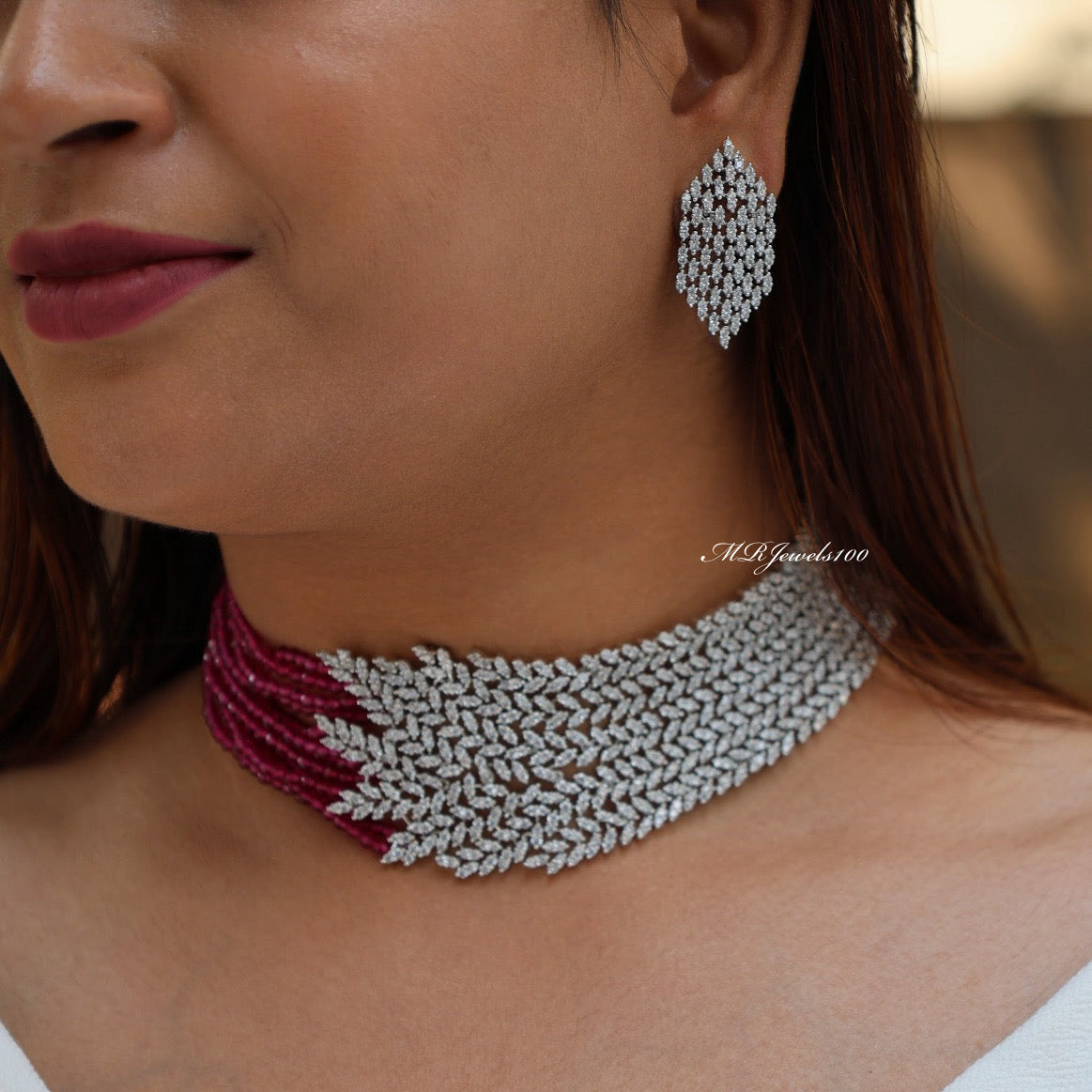 CZ zircon necklace in high-quality AAA finish with intense sparkle