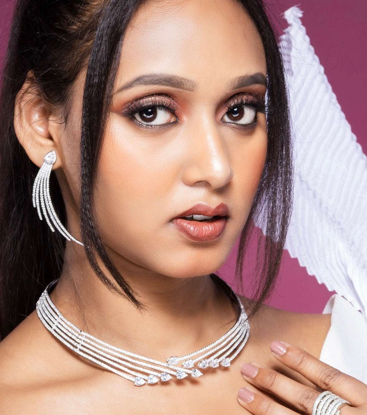 Radiant Diamond Necklace Set with Matching Earrings