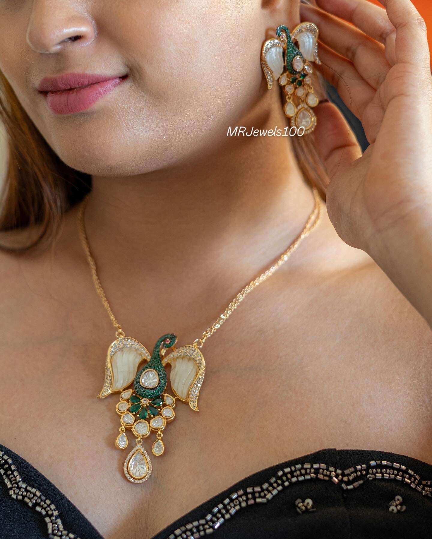 MOP Peacock pendant with matching earrings