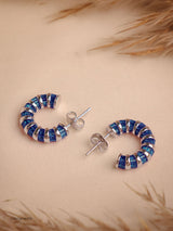 Half-Hoop Earrings in Sapphire, Emerald & Ruby Tones