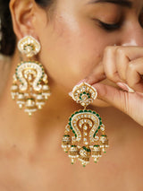 Ravya Polki Pearl Chaandbali Jhumka – Royal Red & Emerald Green Variants