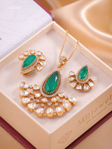 Moissanite Emerald Ruby Pendant  Set